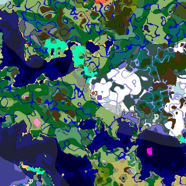 Predicted biome map of Java 1.20 seed 6701755020702515208 around estimated spawn