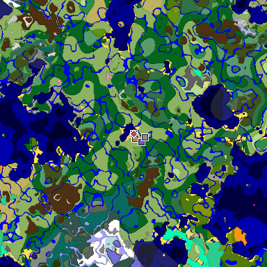 Predicted biome map of Java 1.20 seed -1070291653745918987 around estimated spawn