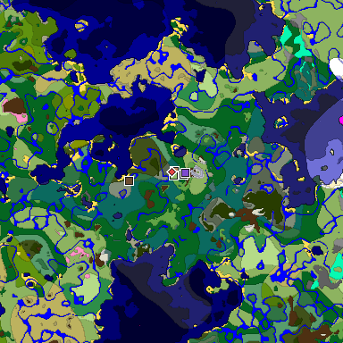 Predicted biome map of Java 1.20 seed 3130940105506517093 around estimated spawn