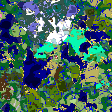 Predicted biome map of Java 1.20 seed -5171004023083063836 around estimated spawn