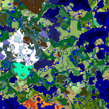 Predicted biome map of Java 1.20 seed 7719258067837929438 around estimated spawn
