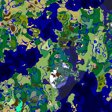 Predicted biome map of Java 1.20 seed -2465459329028763608 around estimated spawn