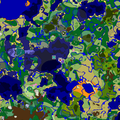 Predicted biome map of Java 1.20 seed 4103195846914592710 around estimated spawn