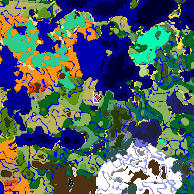 Predicted biome map of Java 1.20 seed -1606738734767601231 around estimated spawn