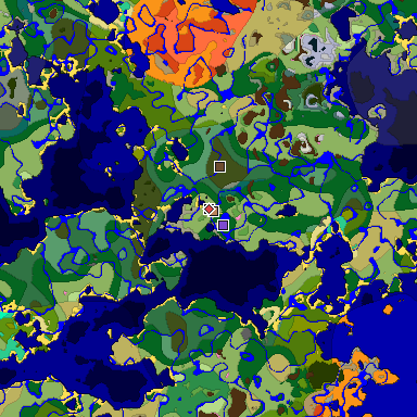 Predicted biome map of Java 1.20 seed 6848361928898235031 around estimated spawn