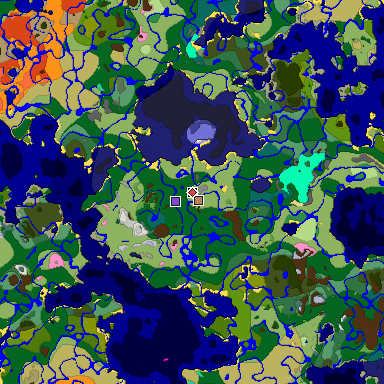 Predicted biome map of Java 1.20 seed 4692412339115989972 around estimated spawn