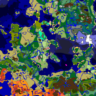Predicted biome map of Java 1.20 seed 8182440327407437576 around estimated spawn