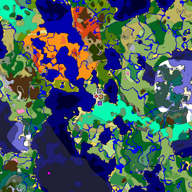 Predicted biome map of Java 1.20 seed -1710839807180139635 around estimated spawn