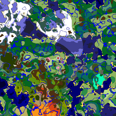 Predicted biome map of Java 1.20 seed -5961600131980791760 around estimated spawn