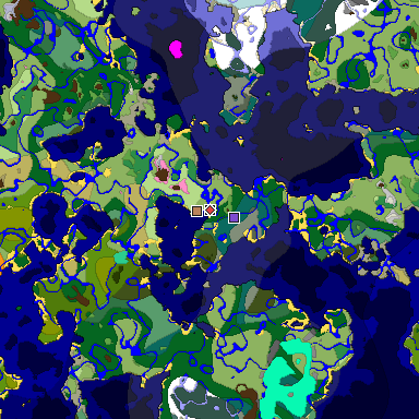 Predicted biome map of Java 1.20 seed -4692644510679926096 around estimated spawn