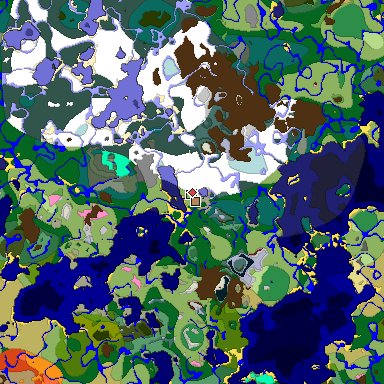 Predicted biome map of Java 1.20 seed -1601204420536811138 around estimated spawn