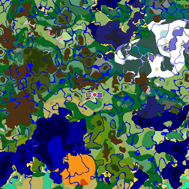 Predicted biome map of Java 1.20 seed 8413748613100366636 around estimated spawn