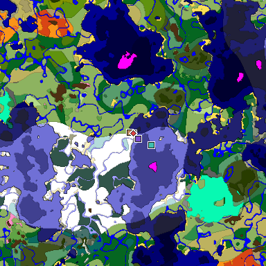 Predicted biome map of Java 1.20 seed -5155739928107570024 around estimated spawn