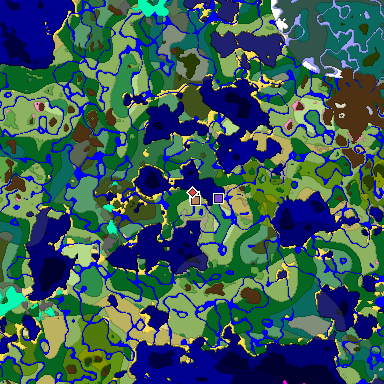 Predicted biome map of Java 1.20 seed 4694650333874845963 around estimated spawn
