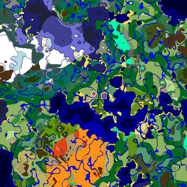 Predicted biome map of Java 1.20 seed 8433492820995737778 around estimated spawn