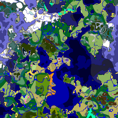 Predicted biome map of Java 1.20 seed -6178190414949784951 around estimated spawn