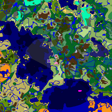 Predicted biome map of Java 1.20 seed -8703716392308085443 around estimated spawn
