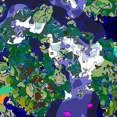 Predicted biome map of Java 1.20 seed -6508235885981037433 around estimated spawn