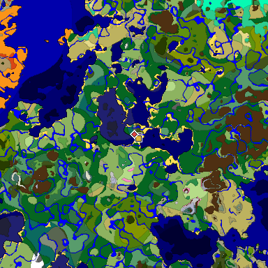 Predicted biome map of Java 1.20 seed -5910824129609828387 around estimated spawn