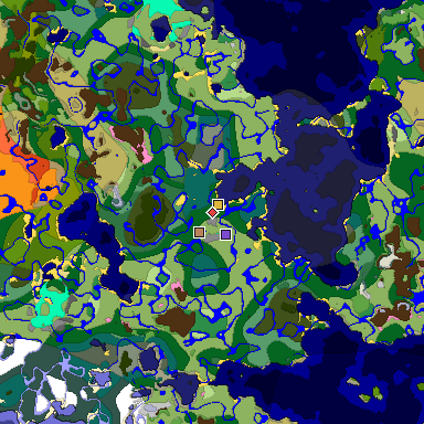 Predicted biome map of Java 1.20 seed 4132075228446113615 around estimated spawn
