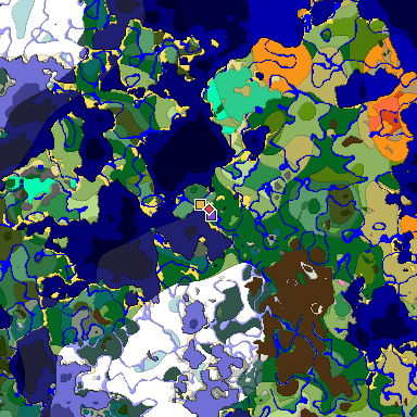Predicted biome map of Java 1.20 seed -6901146944237877727 around estimated spawn