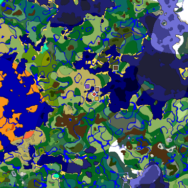 Predicted biome map of Java 1.20 seed -4036839703795731884 around estimated spawn