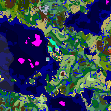 Predicted biome map of Java 1.20 seed -3857788887611727774 around estimated spawn