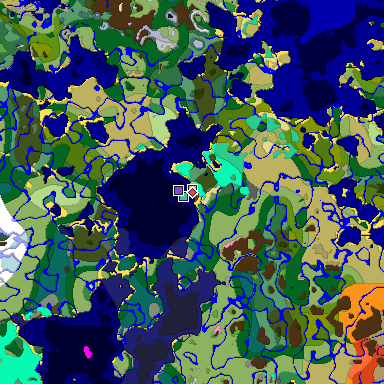 Predicted biome map of Java 1.20 seed 5716438465465046134 around estimated spawn