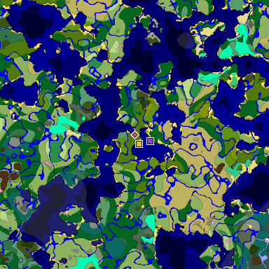 Predicted biome map of Java 1.20 seed 410053241217006947 around estimated spawn