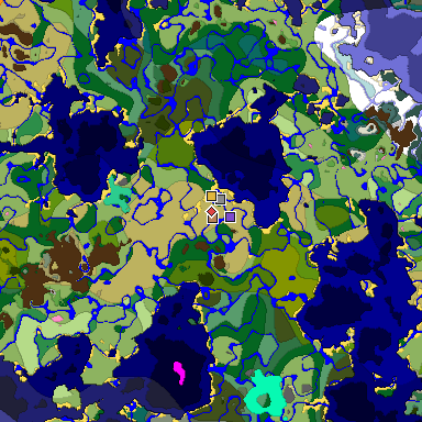 Predicted biome map of Java 1.20 seed -6489172868812733285 around estimated spawn