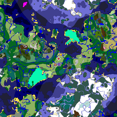 Predicted biome map of Java 1.20 seed -1264561270929473087 around estimated spawn