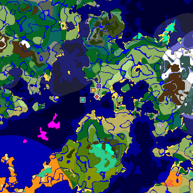 Predicted biome map of Java 1.20 seed 5379927784580329322 around estimated spawn