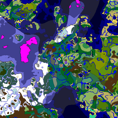 Predicted biome map of Java 1.20 seed -8380325247426776499 around estimated spawn