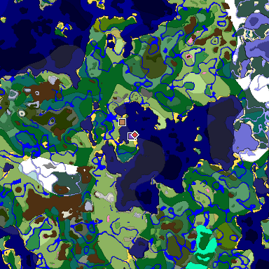 Predicted biome map of Java 1.20 seed 1714071931269523668 around estimated spawn