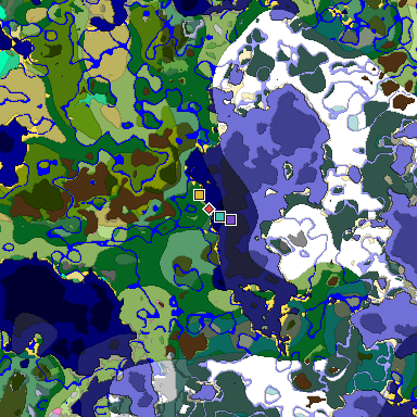 Predicted biome map of Java 1.20 seed 8019545359102188838 around estimated spawn