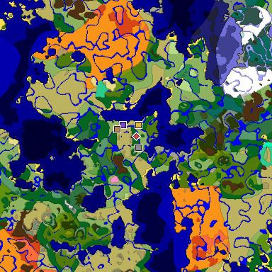 Predicted biome map of Java 1.20 seed -9187242861155333971 around estimated spawn