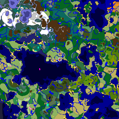 Predicted biome map of Java 1.20 seed -222913603924536001 around estimated spawn