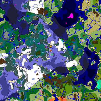 Predicted biome map of Java 1.20 seed -6452593844024002654 around estimated spawn