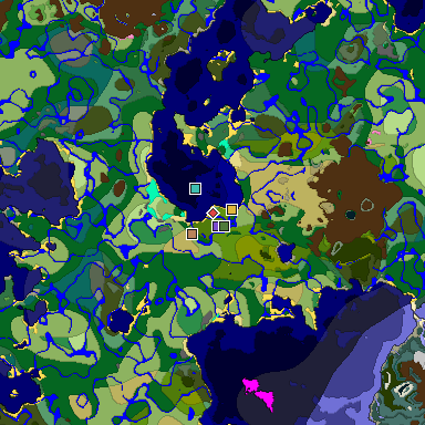 Predicted biome map of Java 1.20 seed -933089667299409436 around estimated spawn