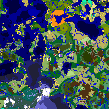 Predicted biome map of Java 1.20 seed 231755389334673628 around estimated spawn
