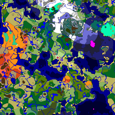 Predicted biome map of Java 1.20 seed 8102861917273776420 around estimated spawn
