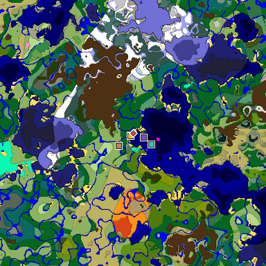 Predicted biome map of Java 1.20 seed -710562147302560674 around estimated spawn