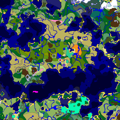 Predicted biome map of Java 1.20 seed -7268339143778509980 around estimated spawn