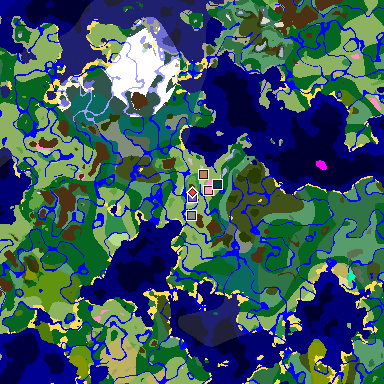 Map of Minecraft seed 3860833487105657850 around spawn