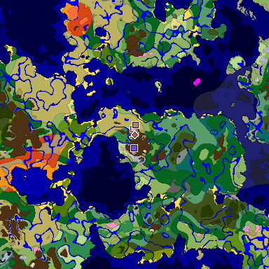 Predicted biome map of Java 1.20 seed -6309724210617231672 around estimated spawn