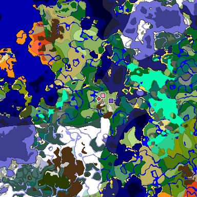 Predicted biome map of Java 1.20 seed 1879597511915764823 around estimated spawn
