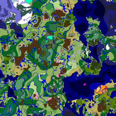 Predicted biome map of Java 1.20 seed -6025927816345724105 around estimated spawn