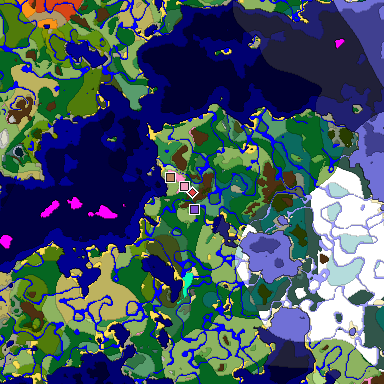 Predicted biome map of Java 1.20 seed -9171973149991459939 around estimated spawn