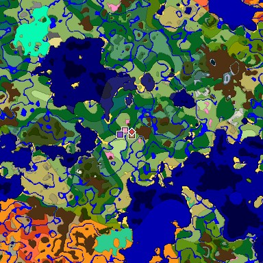 Predicted biome map of Java 1.20 seed 7533094146747786890 around estimated spawn