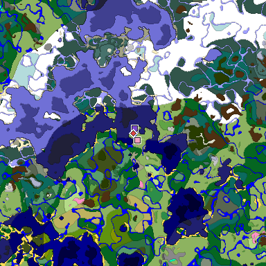 Predicted biome map of Java 1.20 seed -5055569971213099541 around estimated spawn